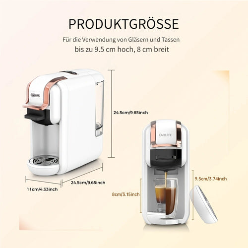 Vatertagsgeschenk, CAFELFFE MK-603 Kapsel Kaffeemaschine, 20 Bar Espressomaschine, Heiß- und Kaltkaffee, Kompatibel mit NS/DG/ESE Kapseln und gemahlenem Kaffee, 0.6L Abnehmbarer Wassertank, Automatische Abschaltung, Ideal für die Küche zu Hause und als Ge