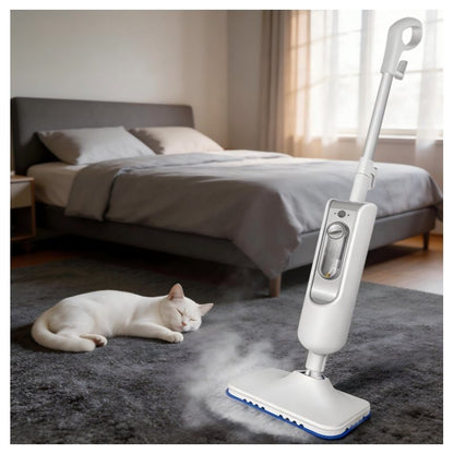 Dampfreiniger 1500W Dampfbesen Reiniger Dampf Mop Boden & Hand-dampfreiniger Steam Mop für Tiefenreinigung alle Böden Fliesen, Dampfmopp Elektrisch mit 400ML Tank, Effizient & mühelos reinigen mit heißem Dampf, 2 Mopptuch, Ohne Chemie