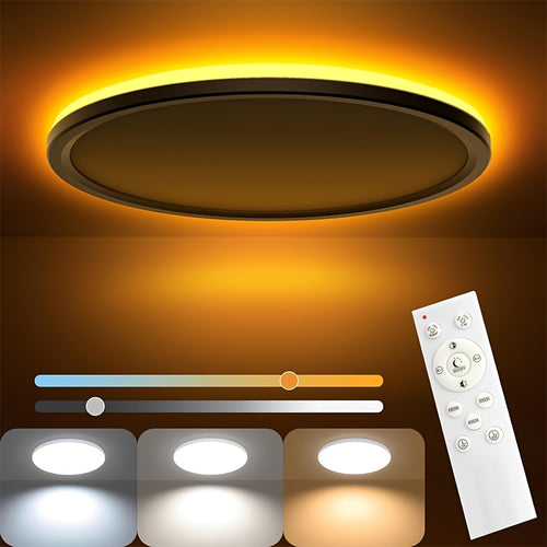 LED-Deckenleuchte mit Nachtlicht, 54 W 4860 LM dimmbare Deckenleuchte mit Fernbedienung  Timer, runde flache Lampe für Schlafzimmer, Wohnzimmer, Küche, Badezimmer, Kinderzimmer, Durchmesser 49/59 cm
