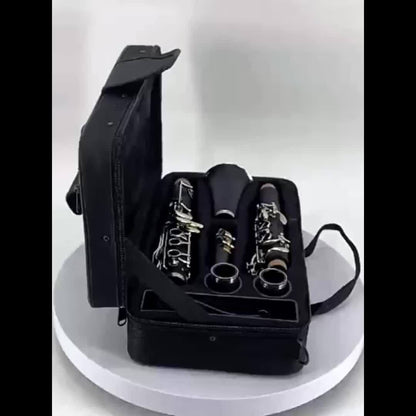Siemonic B-Flöte 17-Tasten, vernickeltes Klarinettenset mit Koffer, Anfänger-Klarinettenset mit Reinigungsset und Zubehör, Blasinstrument für Übung, Aufführung und musikalische Nutzung