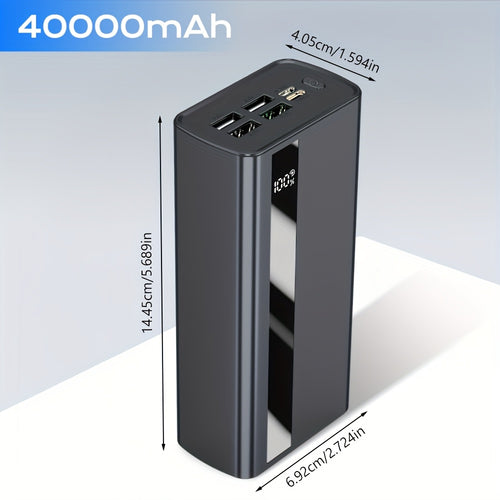 40000mAh Powerbank - Tragbarer Akku mit PD 22.5W  QC4.0 Schnellladung, integriertem 2-fach Ausgangskabel  LED-Display für iPhone, Android-Handys  die meisten elektronischen Geräte