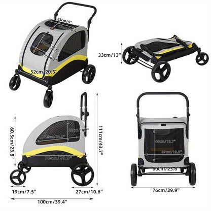 Faltbarer Kleinhundewagen, Rollwagen für Haustiere, 4 Räder, für Hunde und Katzen (M/L/XL)