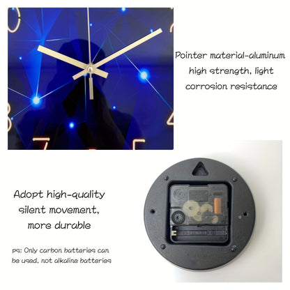 1 Stk. Kunst Dunkelblaue Traum Geometrische Uhr Wand Stille Stille Uhr, 4 mm Verdicktes Gehärtetes Glas, Wohnzimmer Schlafzimmer Küche Heimdeko, Ästhetische Raum Büro Outdoor Party Deko Wandkunst, Urlaubsgeschenk 30,48 cm 35,56 cm 40,64 cm (Batterie Nicht