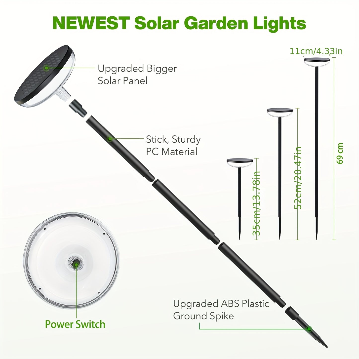 4/6/ Pack Solar Gartenleuchten, 40LM Helle Solarleuchten für Draußen, Bis zu 14 Std, 78,74 cm Hohe Solar Wegeleuchten IPX5, Automatisches Ein/Aus für Garten, Terrasse, Weg, Rasen
