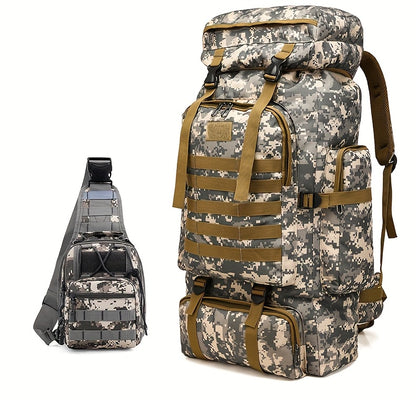 Taktischer Rucksack 2er-Set – Langlebiger Oxford-Stoff Wanderrucksack für Klettern, Camping, Reisen & Outdoor-Abenteuer – Schwerlast-Reise-Rucksack mit Mehreren Fächern, Großem Fassungsvermögen & Mehrfachtaschen-Design – Ideal für Outdoor-Aktivitäten & Re