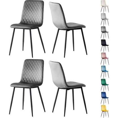 mcc direct Esszimmerstühle im 4er Set aus Samtstoff, Metallbeine, Lexi-Stühle, Desigenerstühle