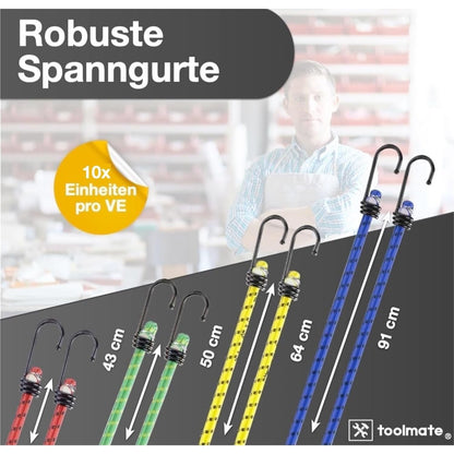 TK 10x Expander mit Haken Gepäckspanner Spanngurte Extra Stark Spanngummis (10-St) 4 verschiedene Größe