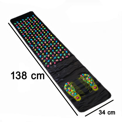 Akupressur- und Entspannungsmatte, Spiky-Massagegerät und Steine, Trainings-Entspannungshilfe, Universelles Zubehör für Fuß- und Rückenstimulation, Leichte und faltbare Konstruktion, 88 Druckpunktflächen, Komfortables Bodenlayout, Praktische Matte für täg