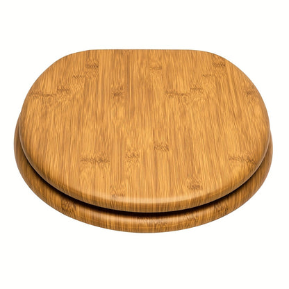 1-tlg. Toilettendeckel aus Holz mit weicher Schließfunktion, Toilettensitz mit Schnellverschlussfunktion, leicht zu reinigen, einfach zu installieren, Toilettensitz, aus MDF, Bambusmuster, Hinweis: Die tatsächliche Farbe ist dunkler als auf dem Bild