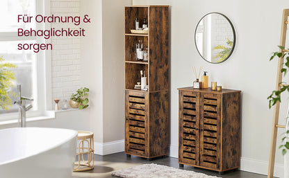 Hochschrank fürs Badezimmer, Badregal stehend, hoher Badezimmerschrank, 3 offene Fächer, 2 verstellbare Ablagen