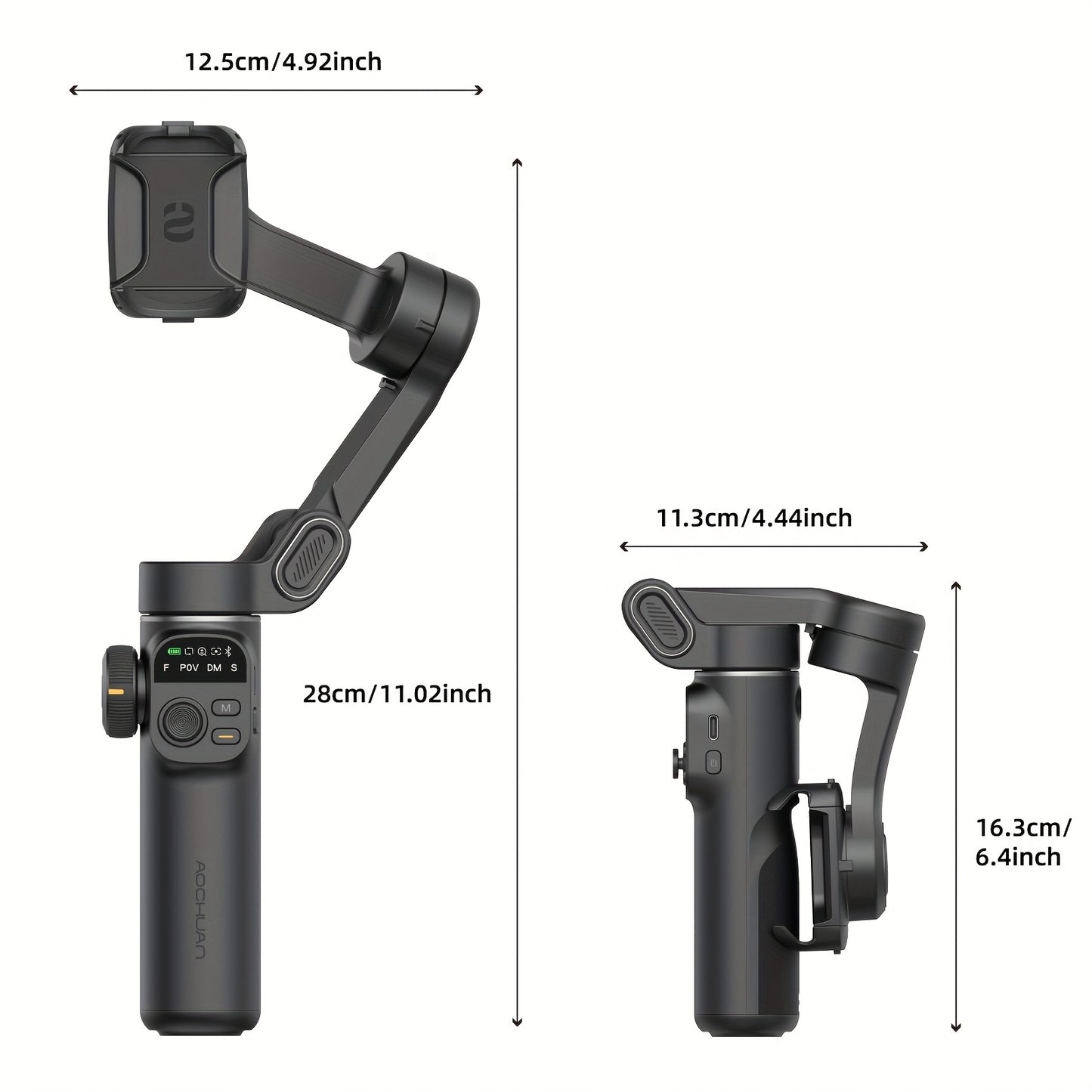 AOCHUAN Smart X2 Handy-Stabilisator Gimbal Outdoor Sport VLOG Selftimer Stativ Kamera Faltbar Bodenhalterung LED-Display Gestensteuerung Gesichtsverfolgung Körperverfolgung Smartphone Fernbedienung Anti-Schwing-Funktion