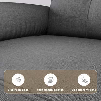 Kleine 2-Sitzer-Couch mit Armlehne  Seitentasche, 2-Sitzer-Sofa mit dicker Rückenlehne  verdicktem Schwamm, für Wohnzimmer/Schlafzimmer/Gästezimmer/Heimkino/Büro, 144 x 77 x 77 cm (Dunkelgrau/Hellgrau)