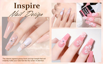 Acryl Nagelset für Anfänger mit Nude, Transparent- und Tiefrosa-Farben, inklusive Nagelwerkzeugen, Acryl Glitzerpulver, Acryl Flüssigkeit, LED Lampe und Nagelbohrer Set für Nagelverlängerung