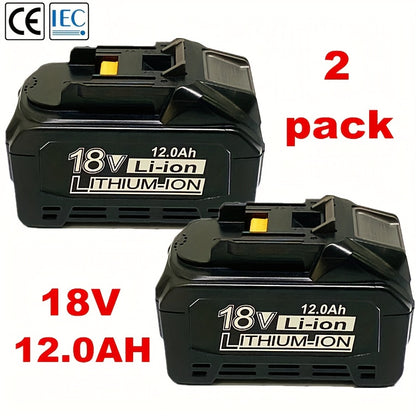 2ER-PACK Verbesserte 12.0Ah BL1860B Ersatz für Makita 18V Akku, kompatibel mit Makita 18 Volt Akku Lithium BL1815 BL1820 BL1820B BL1830 BL1840 BL1850 BL1840B BL1850B Akkuwerkzeug mit LED-Anzeige