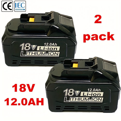 2ER-PACK Verbesserte 12.0Ah BL1860B Ersatz für Makita 18V Akku, kompatibel mit Makita 18 Volt Akku Lithium BL1815 BL1820 BL1820B BL1830 BL1840 BL1850 BL1840B BL1850B Akkuwerkzeug mit LED-Anzeige