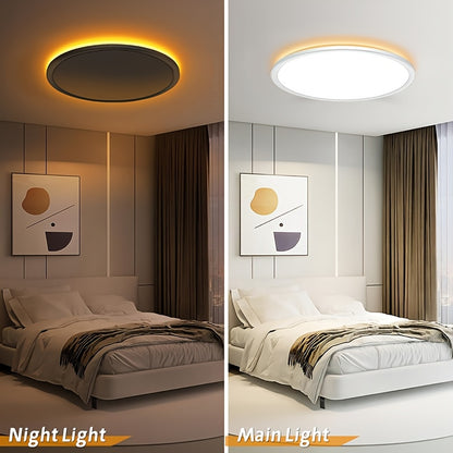 LED-Deckenleuchte mit Nachtlicht, 54 W 4860 LM dimmbare Deckenleuchte mit Fernbedienung  Timer, runde flache Lampe für Schlafzimmer, Wohnzimmer, Küche, Badezimmer, Kinderzimmer, Durchmesser 49/59 cm