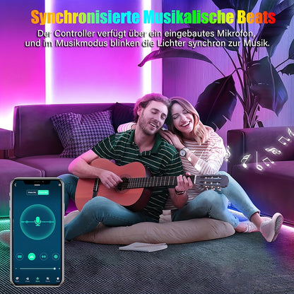 10M/15M/20M/30M Smart LED Streifen Lichter mit 44-Tasten Fernbedienung, RGB Musik Sync Farbwechsel, 20 statische Farben, Mehrere einstellbare Modi, Selbstklebende Streifen Licht, Wohnmobil Dekorationslicht Einstellbare Helligkeit, für Gaming Räume