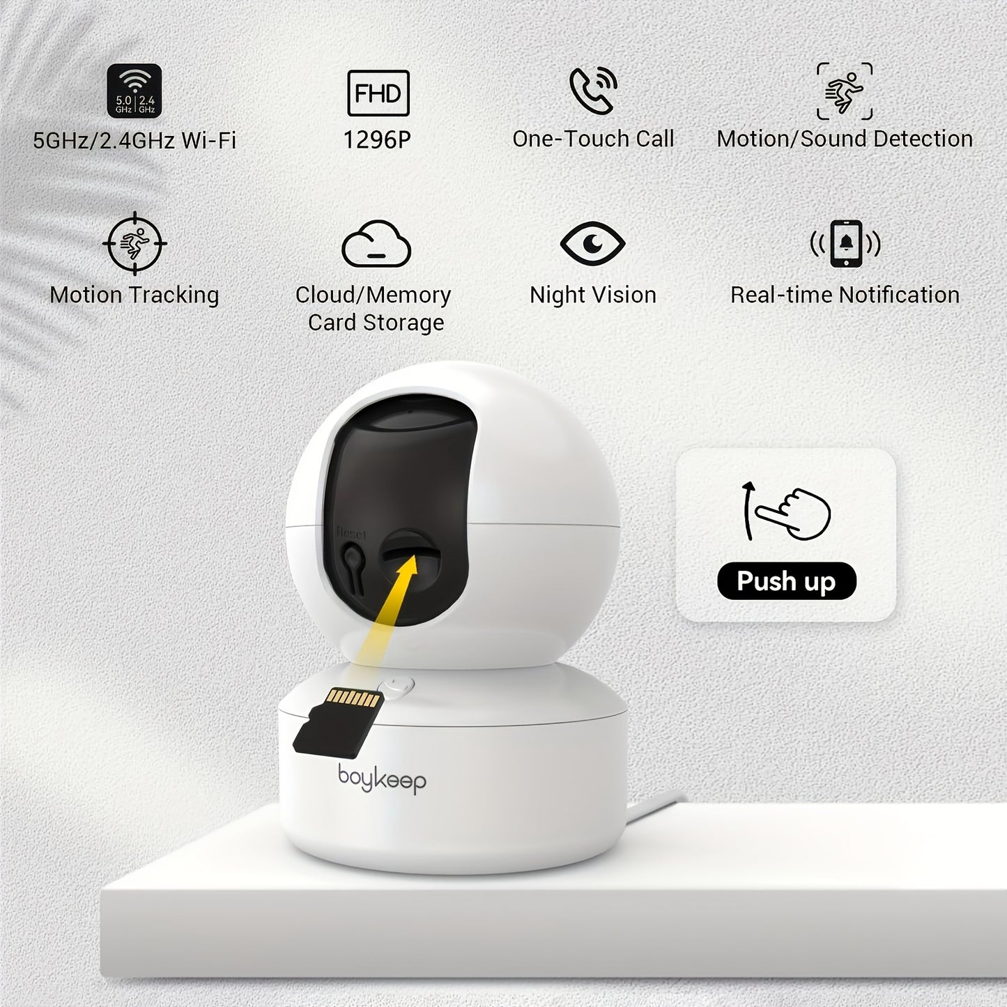 Set mit 2 Smart-Kameras, die auf 5G/2,4Ghz arbeiten und WLAN unterstützen, entwickelt für die Sicherheit im Innenbereich mit hochauflösender Überwachung, mit einer einzigartigen Sicherheitskamera für Haushalte, die 360° Panorama-Videoüberwachung und Nacht