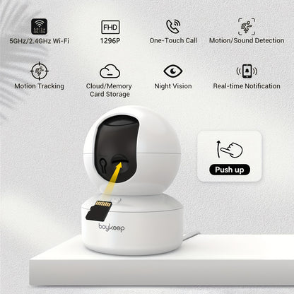 Set mit 2 Smart-Kameras, die auf 5G/2,4Ghz arbeiten und WLAN unterstützen, entwickelt für die Sicherheit im Innenbereich mit hochauflösender Überwachung, mit einer einzigartigen Sicherheitskamera für Haushalte, die 360° Panorama-Videoüberwachung und Nacht