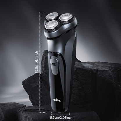Elektrischer Rasierer für Männer, SEJOY Elektrischer Rasierer für Männer Gesicht, Wiederaufladbarer Nass-Trocken-Rasierer mit Pop-Up-Trimmer, 1 Stunde Schnellladung, 3D-Schwebkopf, LCD-Leistungsanzeige