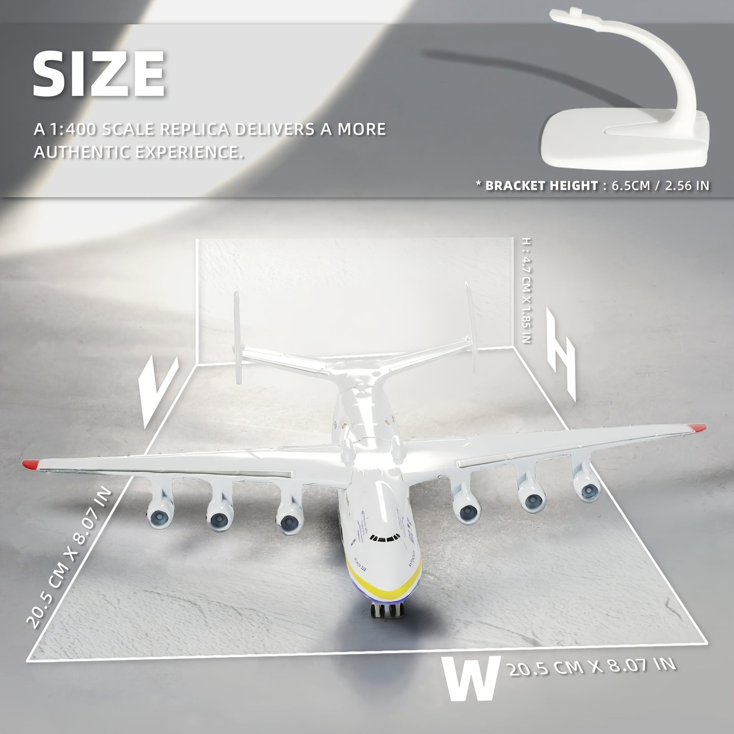 AN-225 Metall Frachtflugzeug Modell, Frachtflugzeug Modell mit Ständer und Rollen in Geschenkset, Hochdetailliertes Gedenkstück und spektakuläres Ausstellungsstück, Bestes Geburtstags, Festival, Schulanfangsgeschenk für Luftfahrtenthusiasten