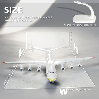 AN-225 Metall Frachtflugzeug Modell, Frachtflugzeug Modell mit Ständer und Rollen in Geschenkset, Hochdetailliertes Gedenkstück und spektakuläres Ausstellungsstück, Bestes Geburtstags, Festival, Schulanfangsgeschenk für Luftfahrtenthusiasten