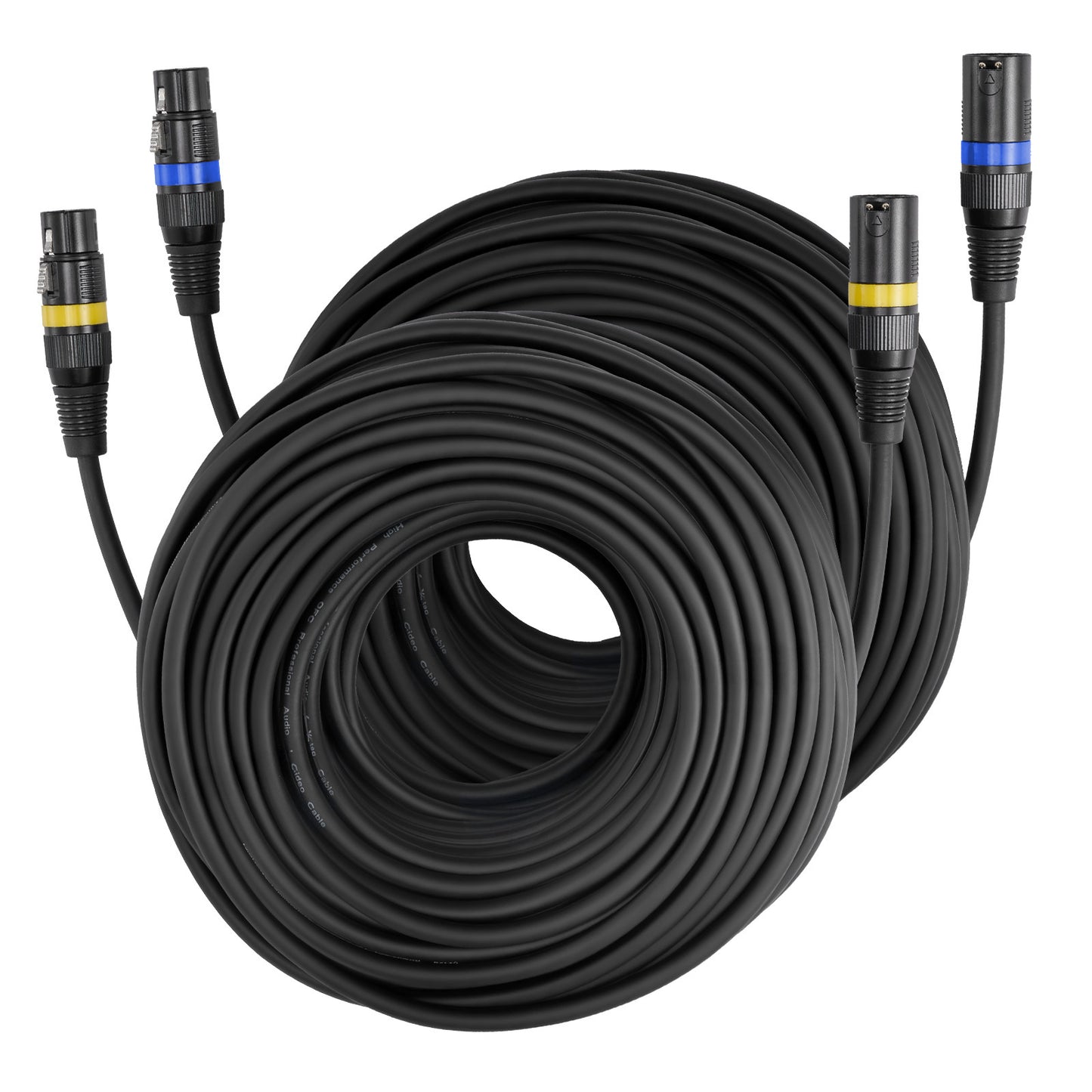 VEVOR XLR Kabel 30,48 m, 2er-Pack, geschirmte, ausgeglichene DMX Stecker auf Buchse Mikrofonkabel, vergoldenetes 3-poliges XLR Mikrofon Lautsprecher Kabel, für Bühnenbeleuchtung, Mikrofone, Verstärker, Mischpult, Lautsprechersysteme