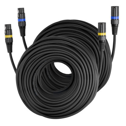 VEVOR XLR Kabel 30,48 m, 2er-Pack, geschirmte, ausgeglichene DMX Stecker auf Buchse Mikrofonkabel, vergoldenetes 3-poliges XLR Mikrofon Lautsprecher Kabel, für Bühnenbeleuchtung, Mikrofone, Verstärker, Mischpult, Lautsprechersysteme
