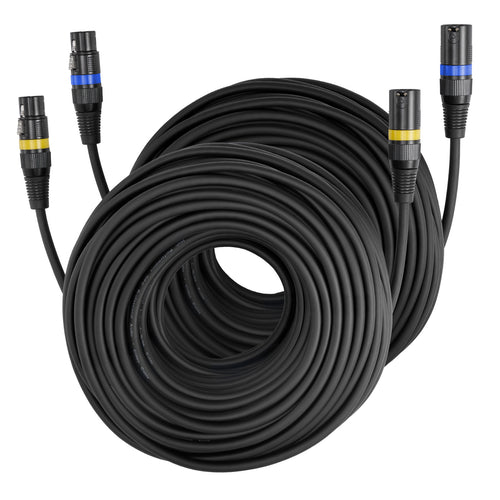 VEVOR XLR Kabel 30,48 m, 2er-Pack, geschirmte, ausgeglichene DMX Stecker auf Buchse Mikrofonkabel, vergoldenetes 3-poliges XLR Mikrofon Lautsprecher Kabel, für Bühnenbeleuchtung, Mikrofone, Verstärker, Mischpult, Lautsprechersysteme