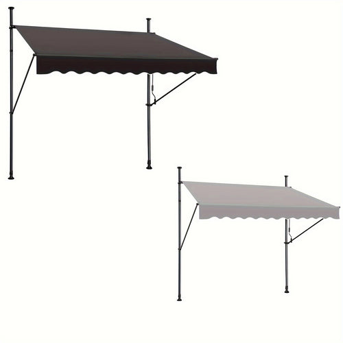 Klemmmarkise mit Kurbel, Breite, 200x120cm/ 250x120cm/ 300x120cm/ 350x120cm Balkonmarkise, Bohrfrei, Verstellbar, UV-Schutz, Dunkelgrau/Hellgrau