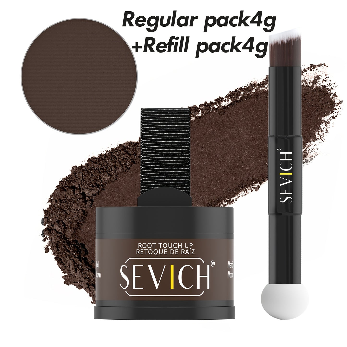 [Lokales Lager] sevich Haaransatz-Puder-Set (Haarschatten-Puder 4g + 4g Nachfüllung + Pinsel) - Natürliches schwarzes & braunes Augenbrauenpuder, mit Pinsel - Wurzel-Retusche, Kanten-Schatten-Auffüllung, langanhaltend, wasserfest - für Männer & Frauen, Va