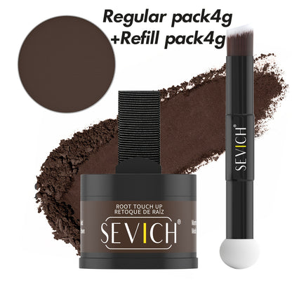 [Lokales Lager] sevich Haaransatz-Puder-Set (Haarschatten-Puder 4g + 4g Nachfüllung + Pinsel) - Natürliches schwarzes & braunes Augenbrauenpuder, mit Pinsel - Wurzel-Retusche, Kanten-Schatten-Auffüllung, langanhaltend, wasserfest - für Männer & Frauen, Va