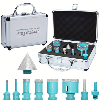 8/9/11-teiliges Hochwertiges Kernbohrer-Set, inklusive Bohrer/Fräser/Fasenfräser/Adapter für Fliesen, Marmor, Porzellan mit M14-Gewinde, Fliesenbohrer, Fliesenwerkzeuge, Fliesensäge, Lochbohrer