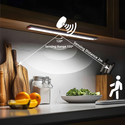 SETONR Slim LED Unterbauleuchten - Metallgehäuse, Wiederaufladbar, 450/600/2200/4400 mAh, Bewegungssensor, Dimmbar, Aufklebbar, Batteriebetriebene Küchenbeleuchtung für Schränke, Arbeitsplatten und Regale, bis zu 60 cm, Lange Akkulaufzeit verfügbar