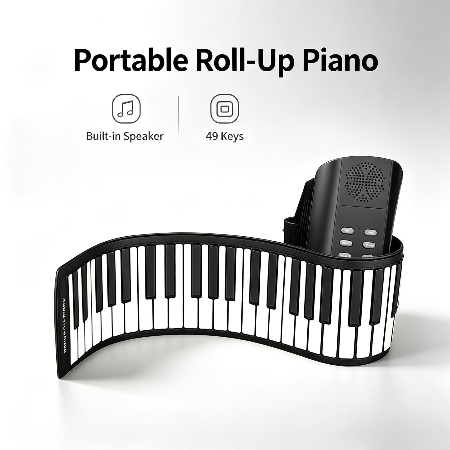 49-Tasten-Ausklapfklavier tragbares multifunktionales faltbares Aufrollklavier Mini-Keyboard Aufrollklavier einfaches Klavier ausrollbare Tastatur schwarzes Klavier Reise-Keyboard HiFi-Sound Kopfhöreranschluss leises Üben intelligentes Digital-Keyboard