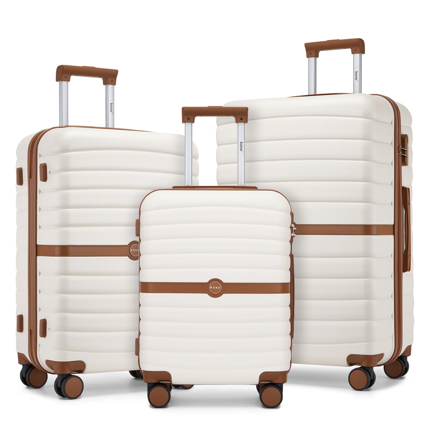 Kono Koffer, 20 Zoll, 24 Zoll, 28 Zoll, ABS+PC, Camping-Gestreiftes Design mit Farbblock-Details, Hartschale mit Spinner-Rollen, Black Friday, Thanksgiving, Weihnachtsgeschenk