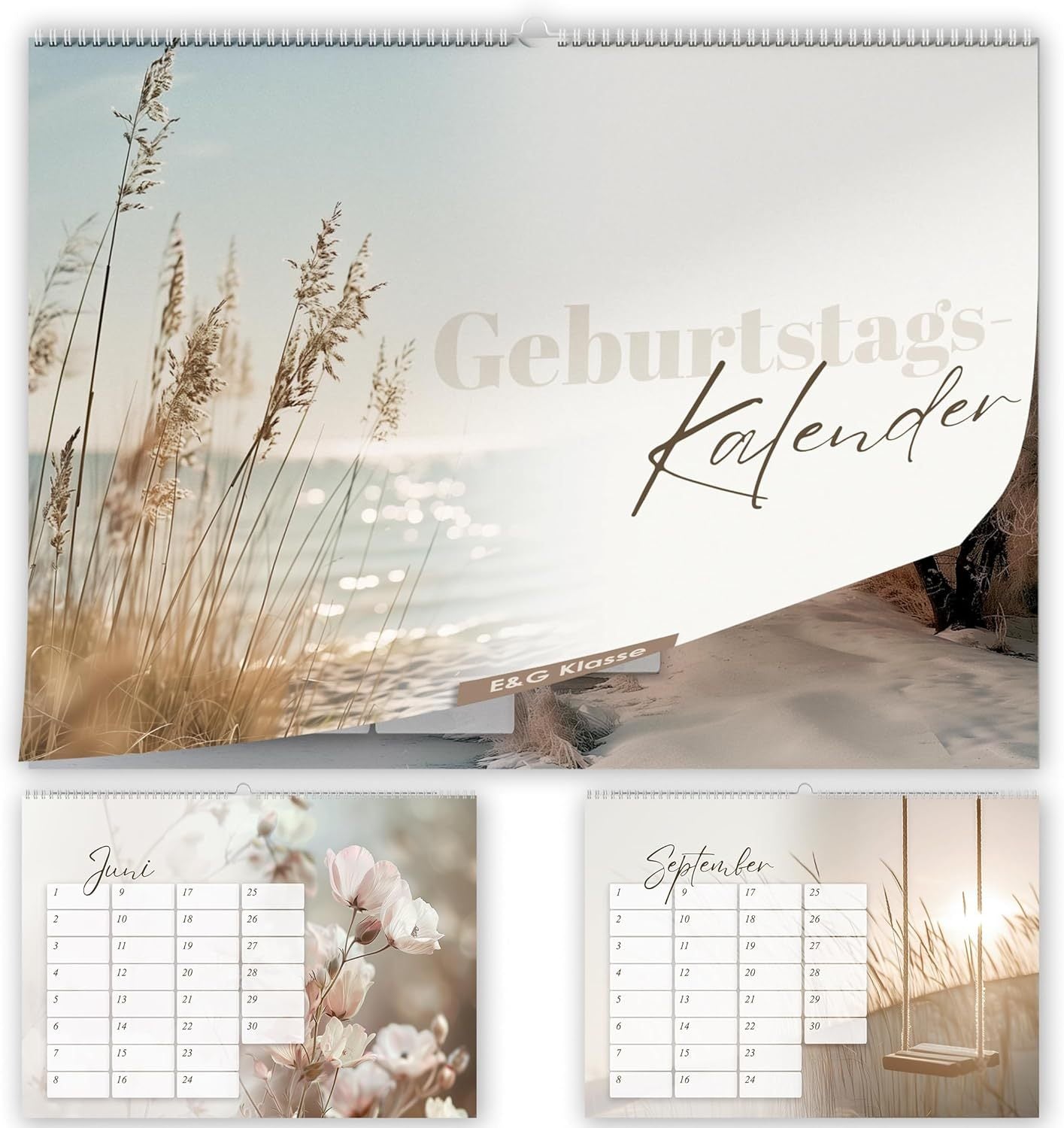 Geburtstagskalender undatiert Geburtstagsplaner Wandkalender A5 immerwährend Jahresunabhängig Kalender Geburtstagsübersicht zum Aufhängen Beige Boho Design Natur