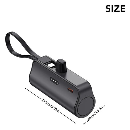 2 Stück 5000mAh Mini Powerbank, Notfall Powerbank mit Type-C Schnittstelle und Datenkabel, unterstützt Schnellladung, kompatibel mit Smartphones/Tablets, Notfall USB Backup Batterie für Handys, Reise Geschenk