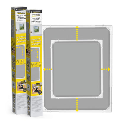 EASYmaxx Moskitonetz Magic Fit mit Rahmen für Fenster, montagefrei, Größe anpassbar