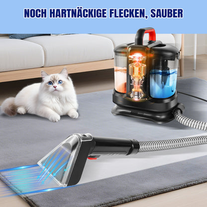 Trocken- und Nassfleckenreiniger, Tragbarer Teppich- & Polsterreiniger Sofa- und Teppichreinigungsgerät Waschstaubsauger, leichter handgehaltener Bodenfleckenentferner mit doppeltem Wassertank für Teppich- und Sofareiniger & Auto