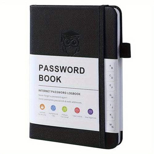 Passwortbuch mit Buchstabenetiketten. Hartes Passwort-Manager-Notizbuch, geeignet für ältere Menschen, Internet-Passwort-Logbuch, Computer- und Website-Login-Adresse-Manager, Taschenformat