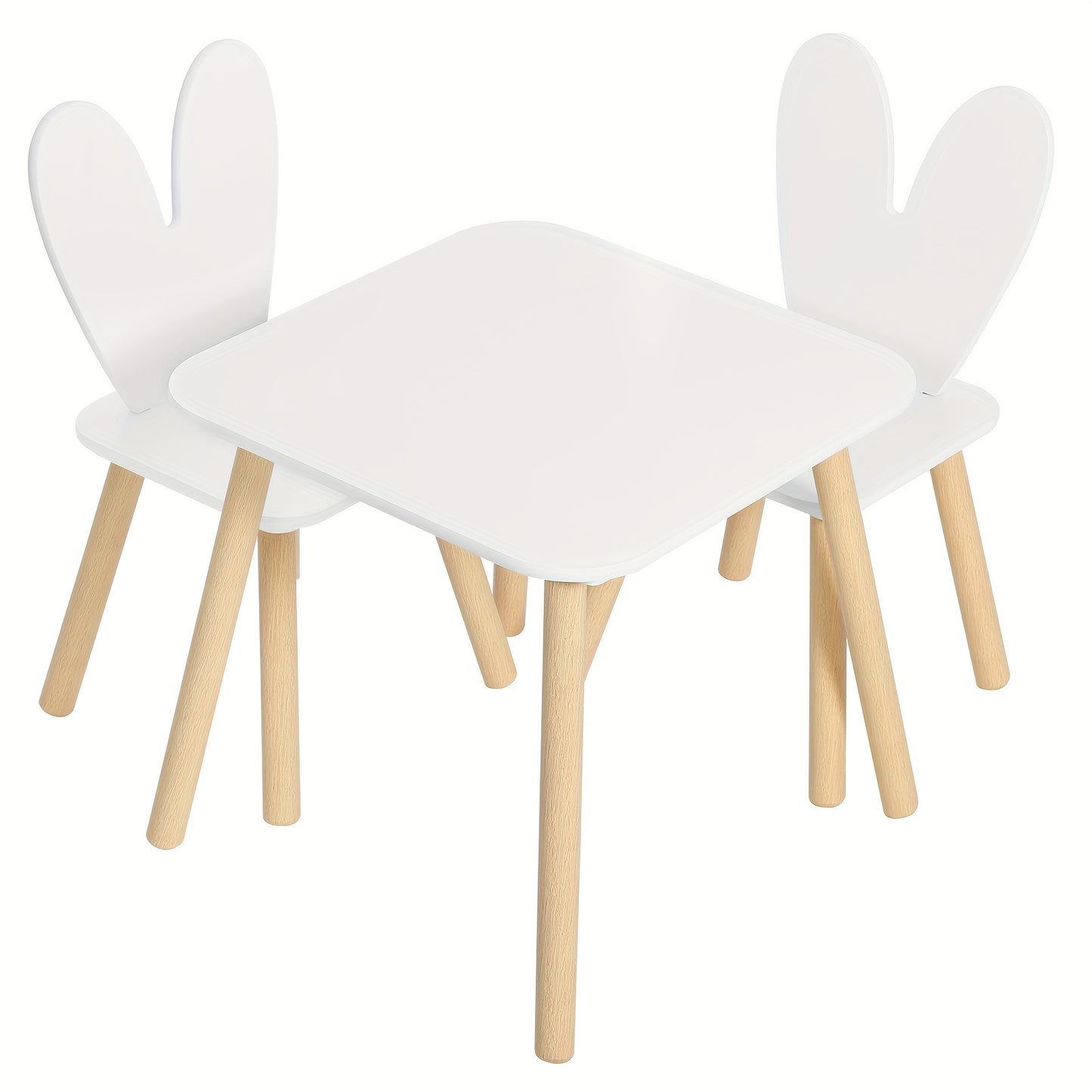 Tisch-  Stuhlset, klassischer Schreibtisch mit Hasenohr-Rückenstütze, 2 Stühle inklusive