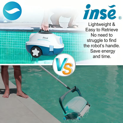 INSE Y10 Roboter Poolreiniger, einfache Bedienung, leistungsstarke Reinigungsleistung, starke Saugkraft mit Dual-Saug-Eintritten, 5200mAh, 42000Pa, 2.6L Filterkorb, lange Akkulaufzeit, automatisches Einparken entlang der Poolwand, leicht zu reinigen und z