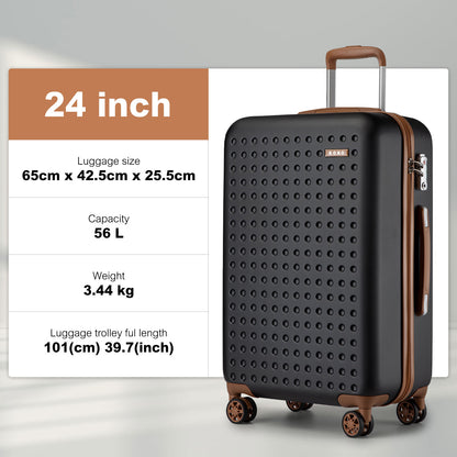 2/4-teiliges 24-Zoll 28-Zoll Gepäckset, blauer Polka Dot ABS+PC Hartschalen-Koffer mit TSA-Schloss, Reise Camping Schulanfang Geschenk