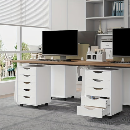 1 Stk. Aufbewahrungsschrank mit 5 Schubladen, Aufbewahrungsschrank, Aktenschrank, Räder, Beweglicher Schubladenschrank, Büroschrank, Bürocontainer, Schreibtischunterschrank, Geeignet Für Büro- Oder Heimgebrauch, 40x66,5x40 Cm