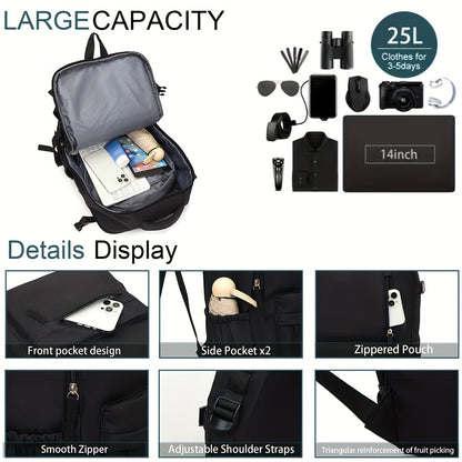 Handgepäck-Rucksack mit lokalem Stauraum (40x20x25 cm), mit Schuhfach, unter dem Sitz platzierbar, geeignet für Ryanair-Flüge; Handgepäckkoffer, Reiserucksack, entspricht den Handgepäckmaßen, passend für 14-Zoll-Laptop, geeignet für Kurzurlaube, Ausflüge,