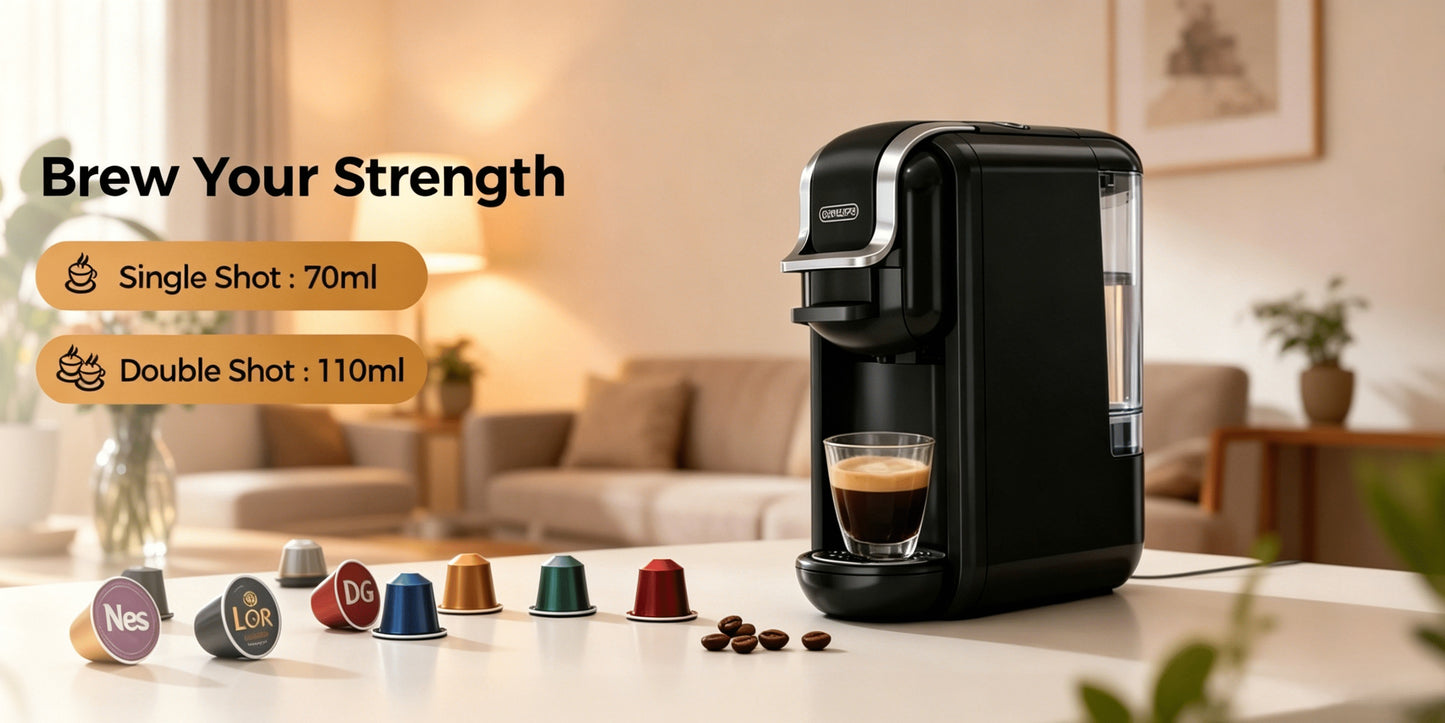 Vatertagsgeschenk, CAFELFFE MK-603 Kapsel Kaffeemaschine, 20 Bar Espressomaschine, Heiß- und Kaltkaffee, Kompatibel mit NS/DG/ESE Kapseln und gemahlenem Kaffee, 0.6L Abnehmbarer Wassertank, Automatische Abschaltung, Ideal für die Küche zu Hause und als Ge