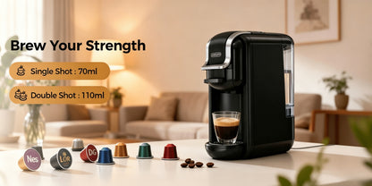Vatertagsgeschenk, CAFELFFE MK-603 Kapsel Kaffeemaschine, 20 Bar Espressomaschine, Heiß- und Kaltkaffee, Kompatibel mit NS/DG/ESE Kapseln und gemahlenem Kaffee, 0.6L Abnehmbarer Wassertank, Automatische Abschaltung, Ideal für die Küche zu Hause und als Ge