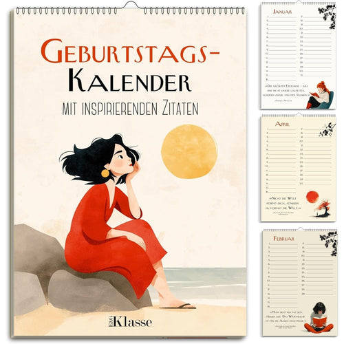 Geburtstagskalender mit Zitaten undatiert Geburtstagsplaner Wandkalender A5 immerwährend Jahresunabhängig Kalender Geburtstagsübersicht zum Aufhängen in zartem Aquarell Buch Sprüche Affirmationen