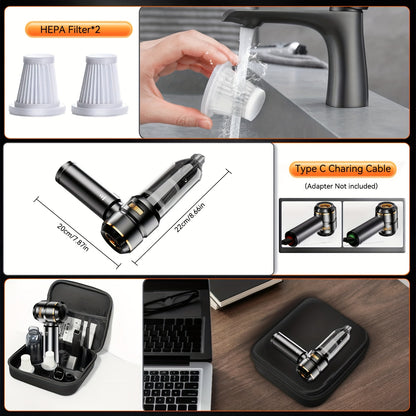 Handstaubsauger, 4-in-1 Mini-Handstaubsauger, 26000 Pa, mit starker Saugkraft für Autos, Zuhause, Tierhaare, Sofas und Teppiche, leicht zu entleerender Staubbehälter, inklusive Zubehör, Geschenkidee für Frauen und Männer